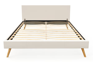 Lederbett ELVAR 160 x 200 cm weiss