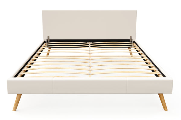 Lederbett ELVAR 160 x 200 cm weiss
