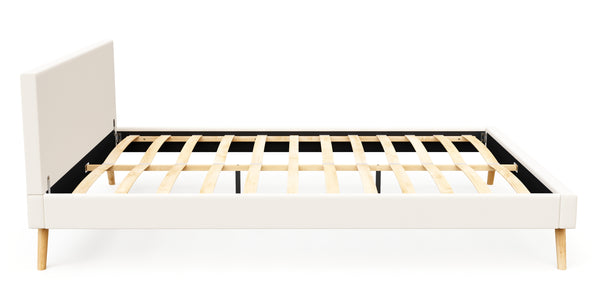 Lederbett ELVAR 160 x 200 cm weiss