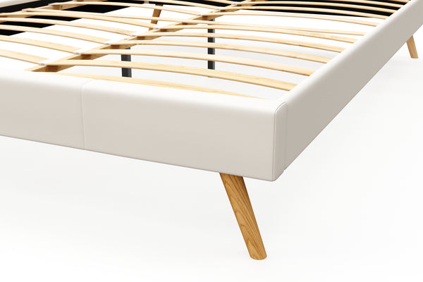 Lederbett ELVAR 160 x 200 cm weiss