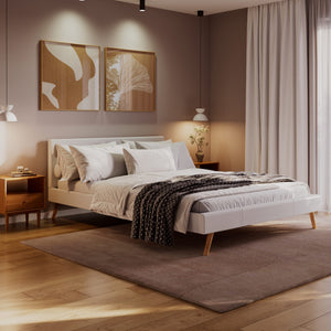 Lederbett ELVAR 160 x 200 cm weiss