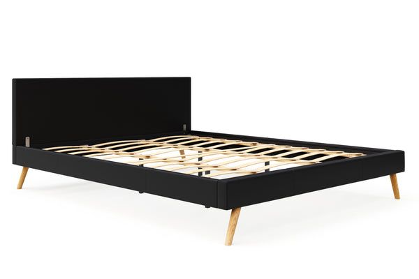 Lederbett ELVAR 180 x 200 cm schwarz