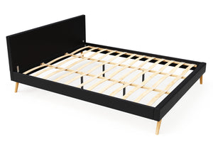 Lederbett ELVAR 180 x 200 cm schwarz
