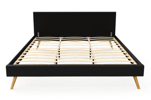 Lederbett ELVAR 180 x 200 cm schwarz