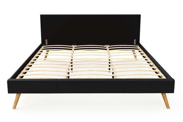 Lederbett ELVAR 180 x 200 cm schwarz