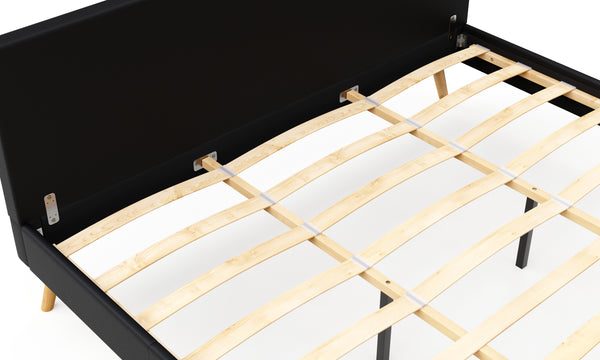 Lederbett ELVAR 180 x 200 cm schwarz