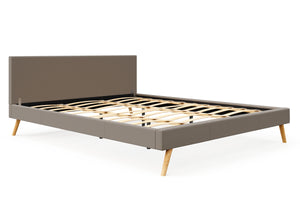 Lederbett ELVAR 180 x 200 cm taupe