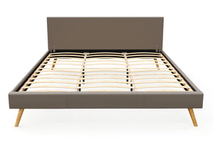 Lederbett ELVAR 180 x 200 cm taupe