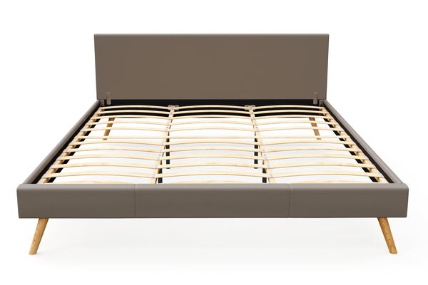 Lederbett ELVAR 180 x 200 cm taupe