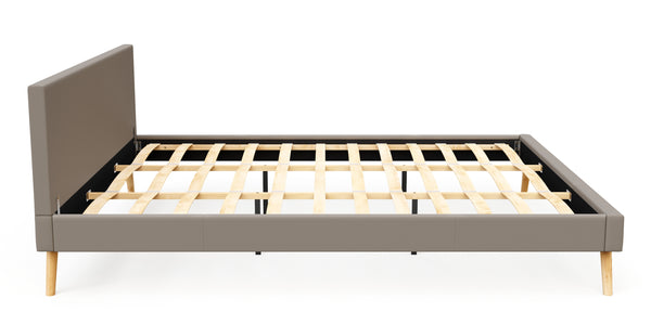 Lederbett ELVAR 180 x 200 cm taupe