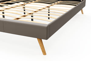 Lederbett ELVAR 180 x 200 cm taupe