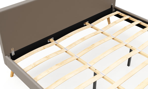 Lederbett ELVAR 180 x 200 cm taupe