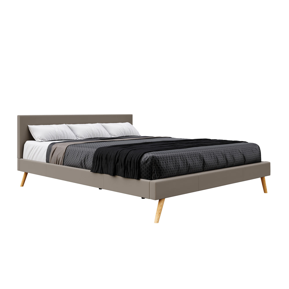 Leather bed ELVAR 180 x 200 cm taupe