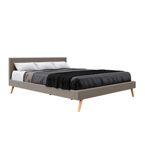 Lederbett ELVAR 180 x 200 cm taupe