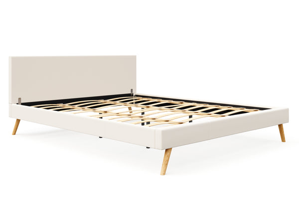 Lederbett ELVAR 180 x 200 cm weiss