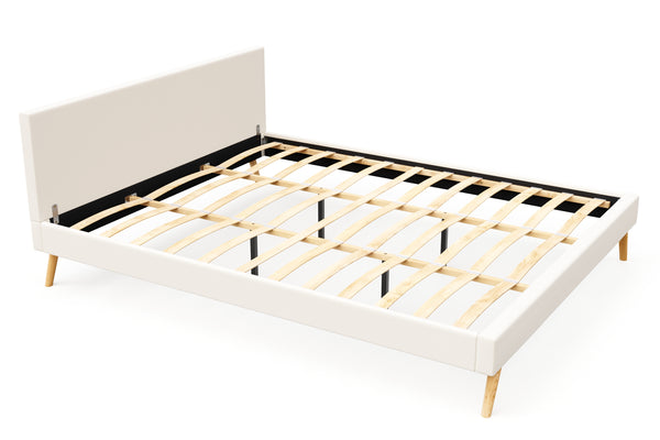 Lederbett ELVAR 180 x 200 cm weiss