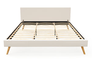 Lederbett ELVAR 180 x 200 cm weiss