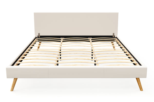 Lederbett ELVAR 180 x 200 cm weiss