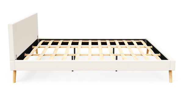 Lederbett ELVAR 180 x 200 cm weiss