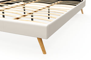 Lederbett ELVAR 180 x 200 cm weiss