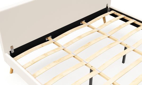 Lederbett ELVAR 180 x 200 cm weiss