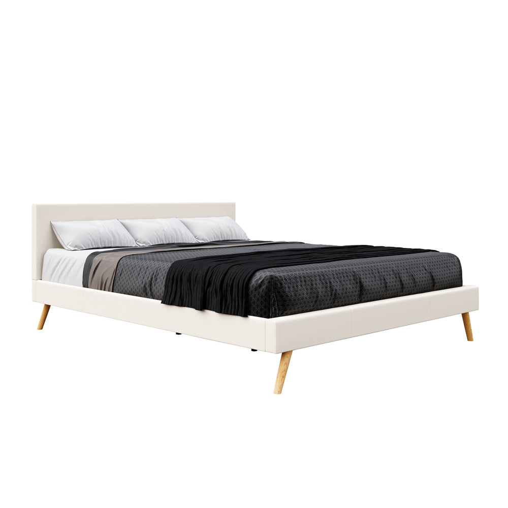 Leather bed ELVAR 180 x 200 cm white