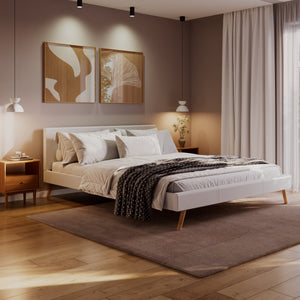 Lederbett ELVAR 180 x 200 cm weiss