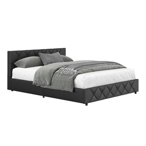 Lederbett HILTEN 160 x 200 cm anthrazit