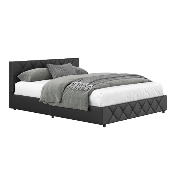 Lederbett HILTEN 160 x 200 cm anthrazit