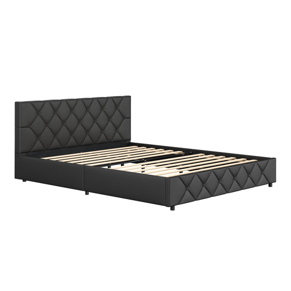 Lederbett HILTEN 160 x 200 cm anthrazit