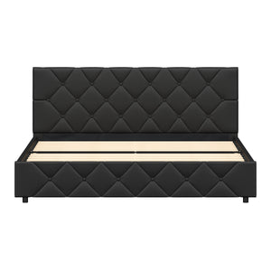 Lederbett HILTEN 160 x 200 cm anthrazit