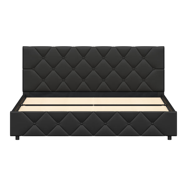 Lederbett HILTEN 160 x 200 cm anthrazit