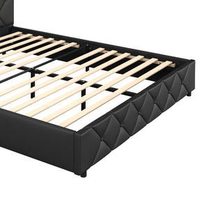 Lederbett HILTEN 160 x 200 cm anthrazit
