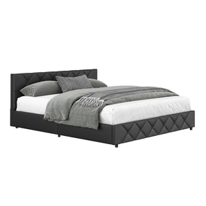 Lederbett HILTEN 180 x 200 cm anthrazit