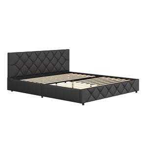 Lederbett HILTEN 180 x 200 cm anthrazit
