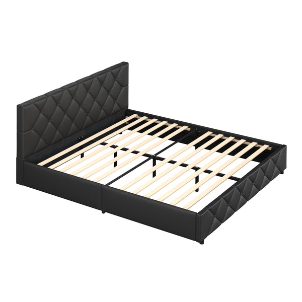 Lederbett HILTEN 180 x 200 cm anthrazit