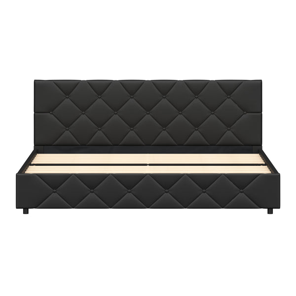Lederbett HILTEN 180 x 200 cm anthrazit