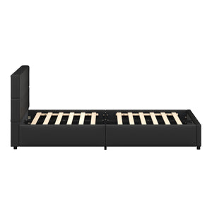 Lederbett HILTEN 180 x 200 cm anthrazit