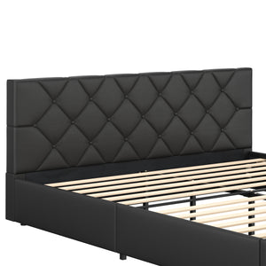 Lederbett HILTEN 180 x 200 cm anthrazit