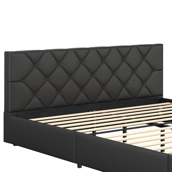 Lederbett HILTEN 180 x 200 cm anthrazit