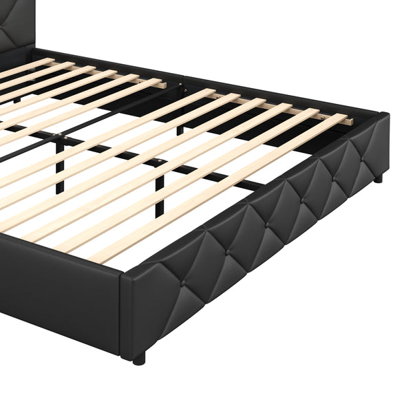 Lederbett HILTEN 180 x 200 cm anthrazit