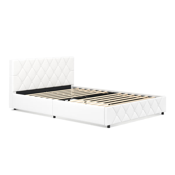 Lederbett HILTON 140 x 200 cm weiss