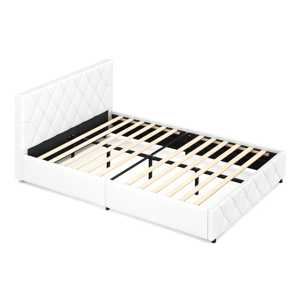 Lederbett HILTON 140 x 200 cm weiss