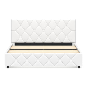 Lederbett HILTON 140 x 200 cm weiss