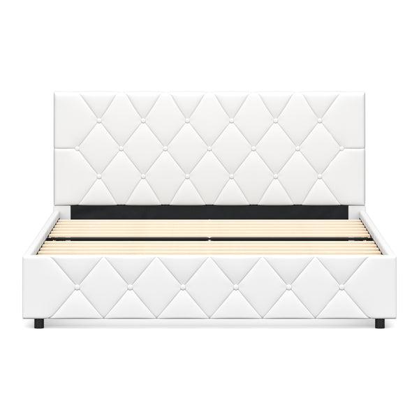 Lederbett HILTON 140 x 200 cm weiss