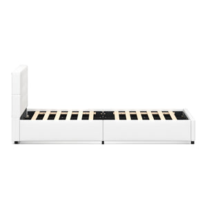 Lederbett HILTON 140 x 200 cm weiss