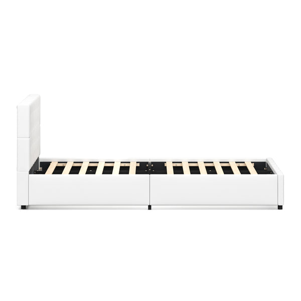 Lederbett HILTON 140 x 200 cm weiss
