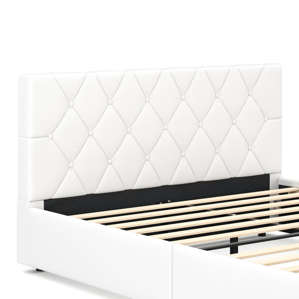Lederbett HILTON 140 x 200 cm weiss
