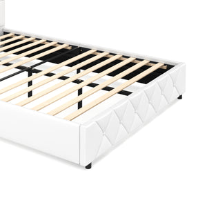 Lederbett HILTON 140 x 200 cm weiss