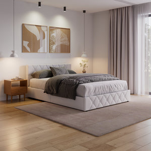 Lederbett HILTON 140 x 200 cm weiss